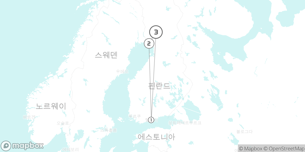 산타의 고향, 라플란드 겨울 동화 여행 루트 지도