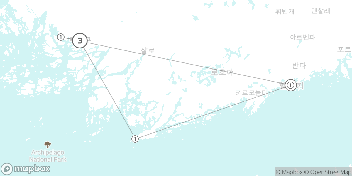 낭만 가득, 핀란드 남부 해안선 드라이브 루트 지도