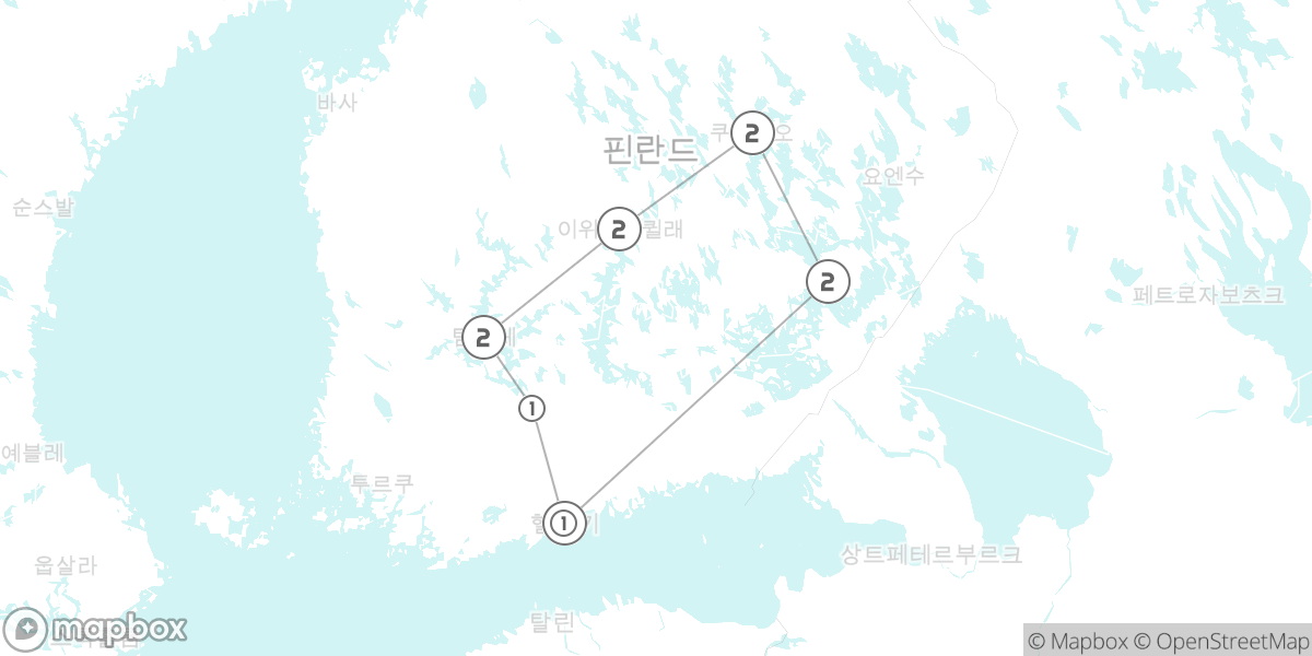 핀란드 호수 완전 정복: 7개 도시 그랜드 투어 루트 지도