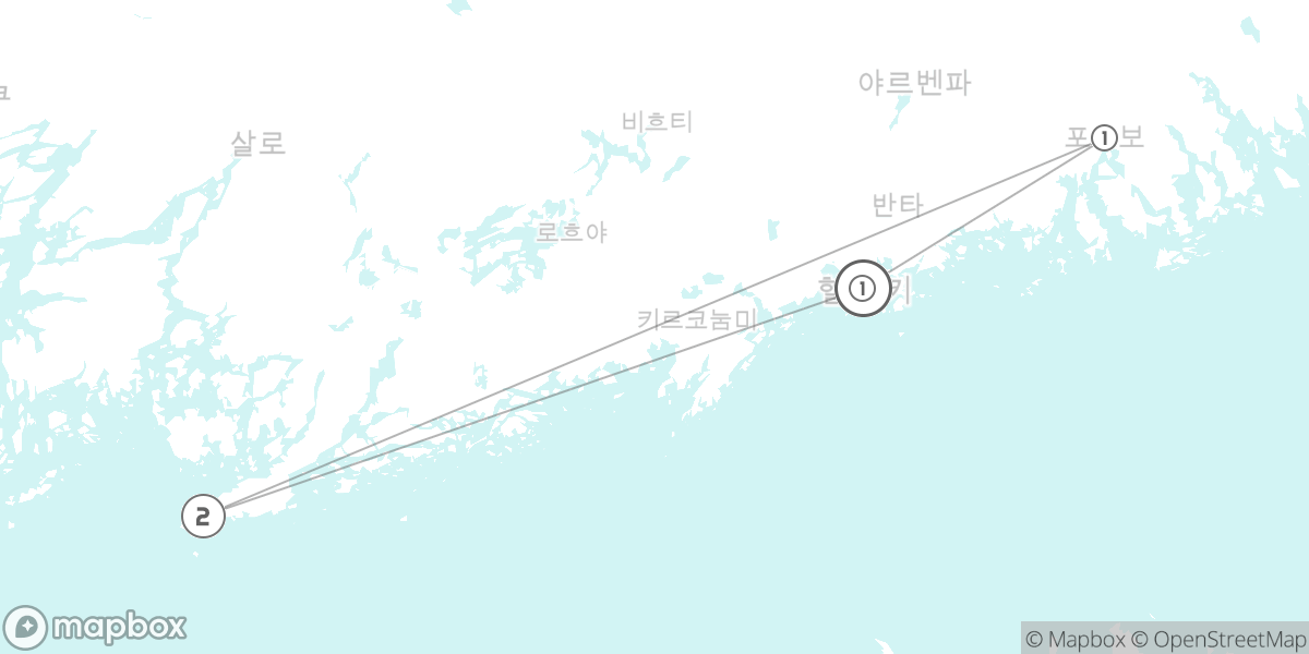핀란드 해안선의 보석: 헬싱키, 포르보, 항코 감성 여행 루트 지도